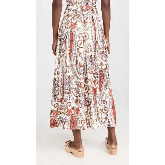 Mara Hoffman Tulay Midi Pleated High-Waisted Paisley Skirt - Picture 6 of 8
